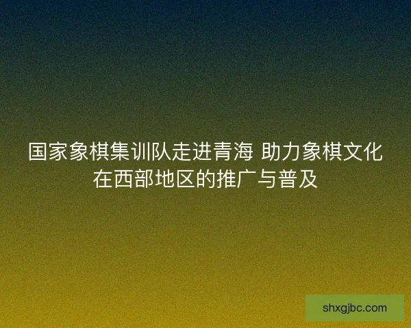 国家象棋集训队走进青海 助力象棋文化在西部地区的推广与普及