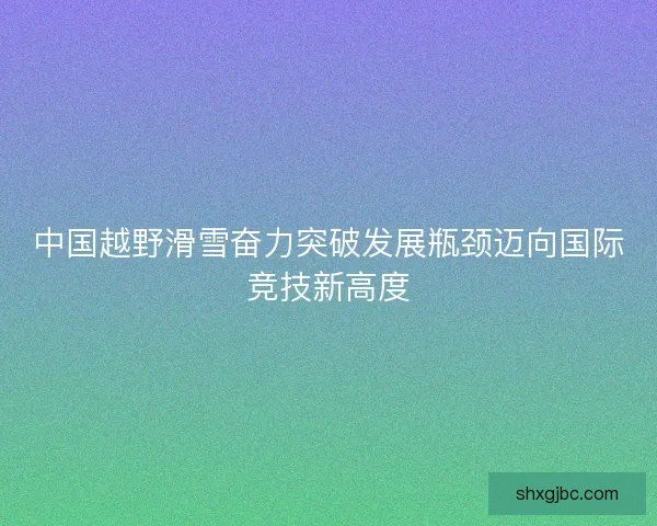 中国越野滑雪奋力突破发展瓶颈迈向国际竞技新高度