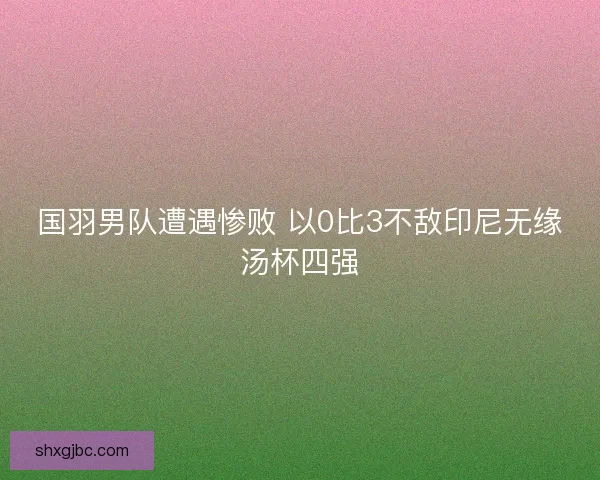国羽男队遭遇惨败 以0比3不敌印尼无缘汤杯四强