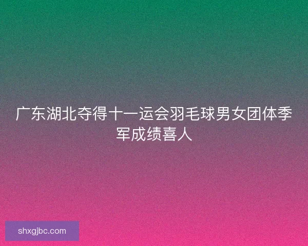 广东湖北夺得十一运会羽毛球男女团体季军成绩喜人