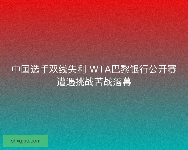 中国选手双线失利 WTA巴黎银行公开赛遭遇挑战苦战落幕