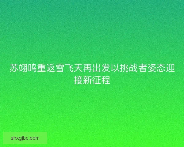苏翊鸣重返雪飞天再出发以挑战者姿态迎接新征程