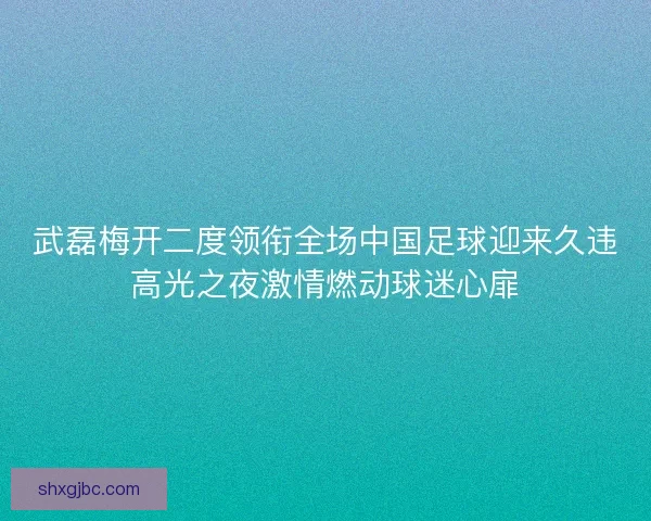 武磊梅开二度领衔全场中国足球迎来久违高光之夜激情燃动球迷心扉
